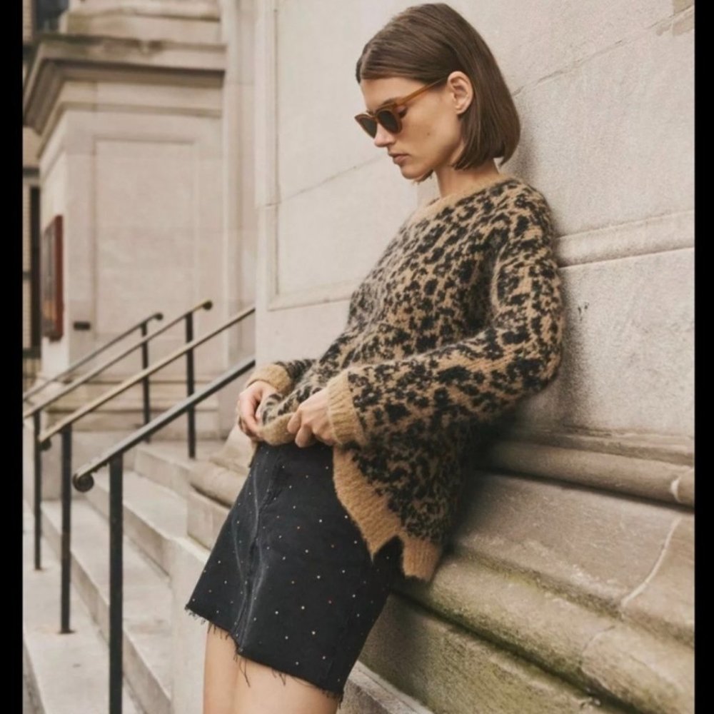 Madewell Alpaca & Wool Blend Leopard Print Sweater